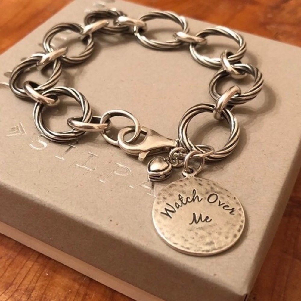 Rare Silpada Sterling Silver Guardian Angel Charm Bracelet B1959 - Picture 9 of 15